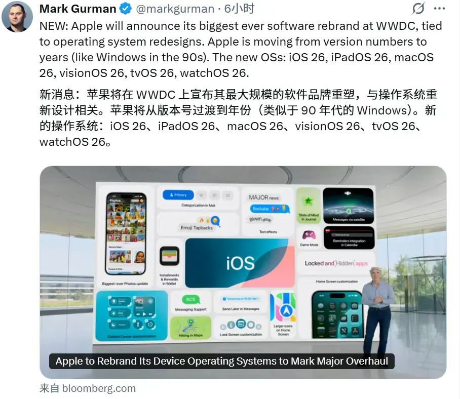 苹果官宣全线统一命名,6 月 10 日 WWDC 开发者大会前瞻的配图 - Haitheme嗨主题